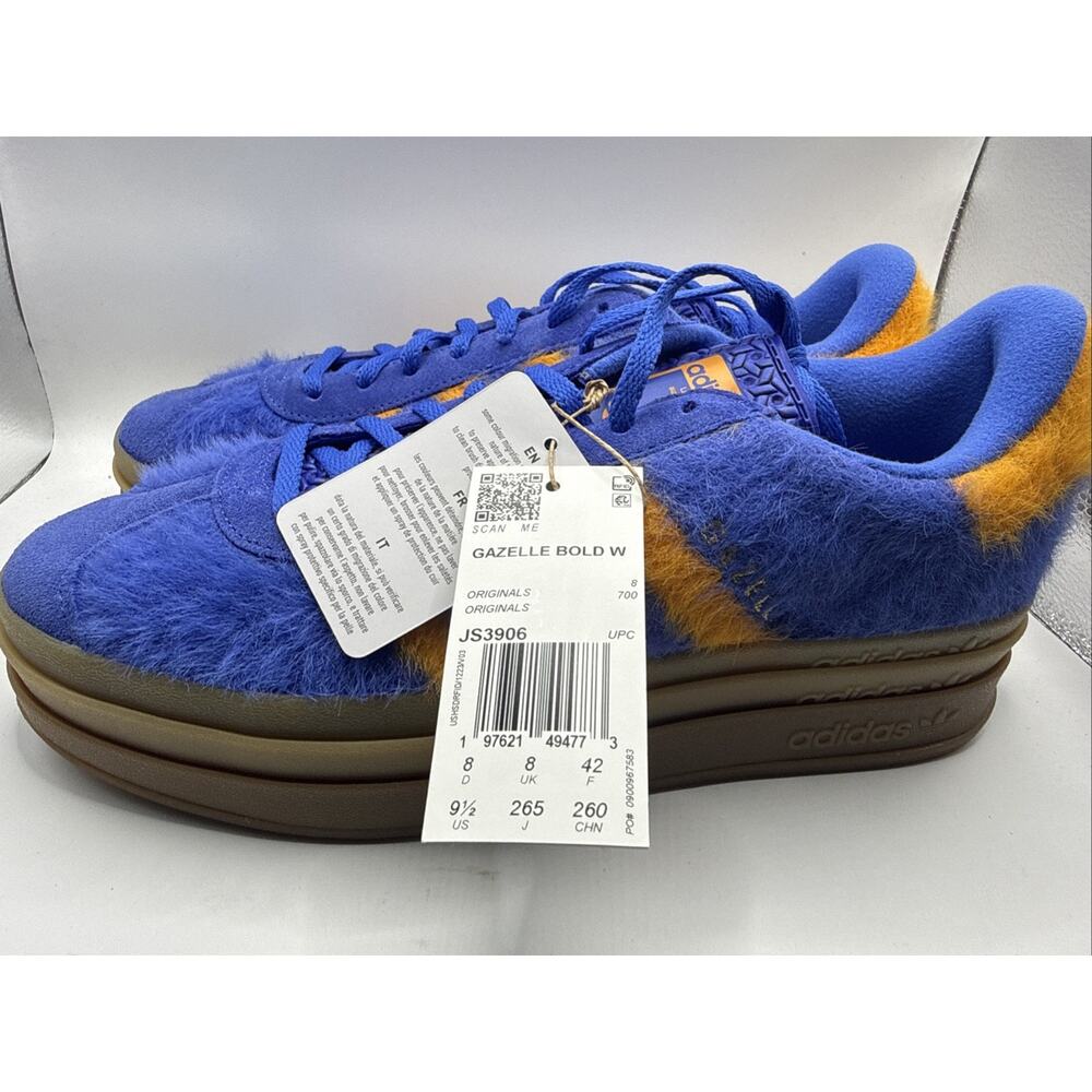 adidas WMNS Gazelle Bold Blue Orange Gum JS3906 Women's Size 9.5 Knicks